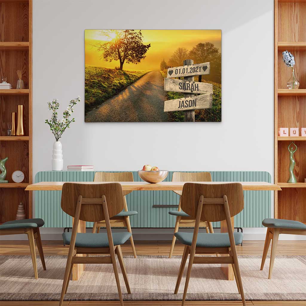 Personalisierte Leinwand "Abendnebel Paar"