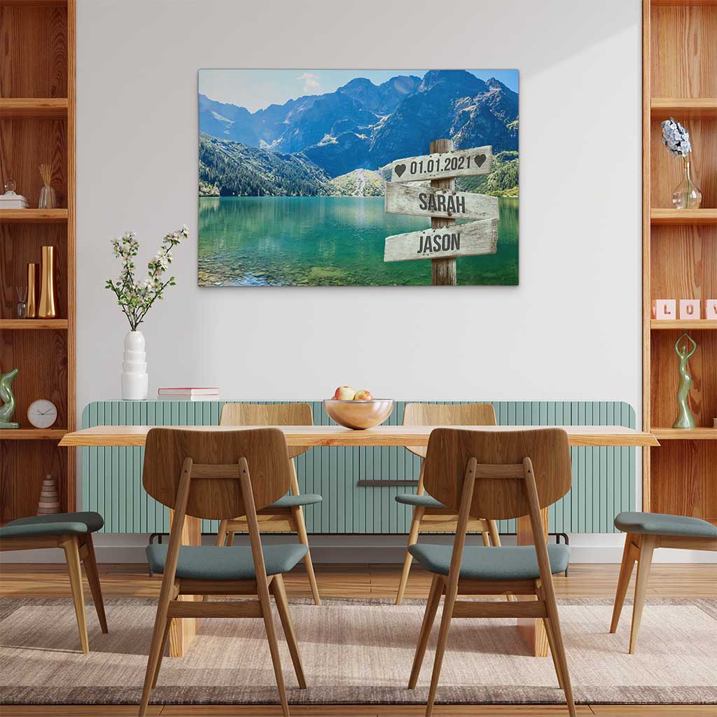 Personalisierte Leinwand "Bergsee Paar"