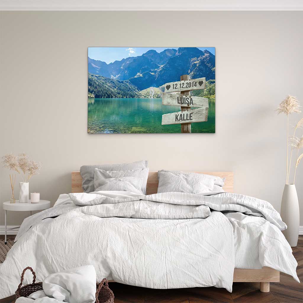 Personalisierte Leinwand "Bergsee Paar"