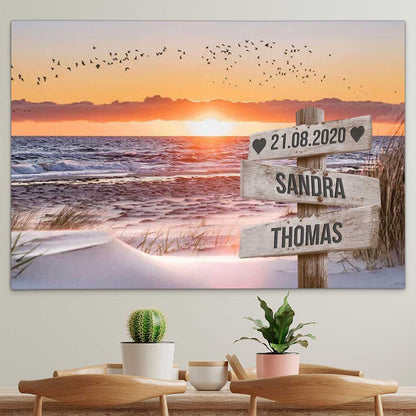 Personalisierte Leinwand "Strand-Sonne Paar"