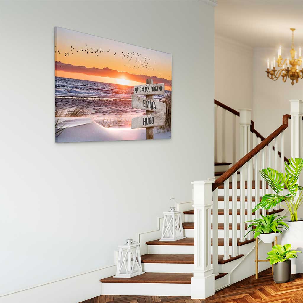 Personalisierte Leinwand "Strand-Sonne Paar"