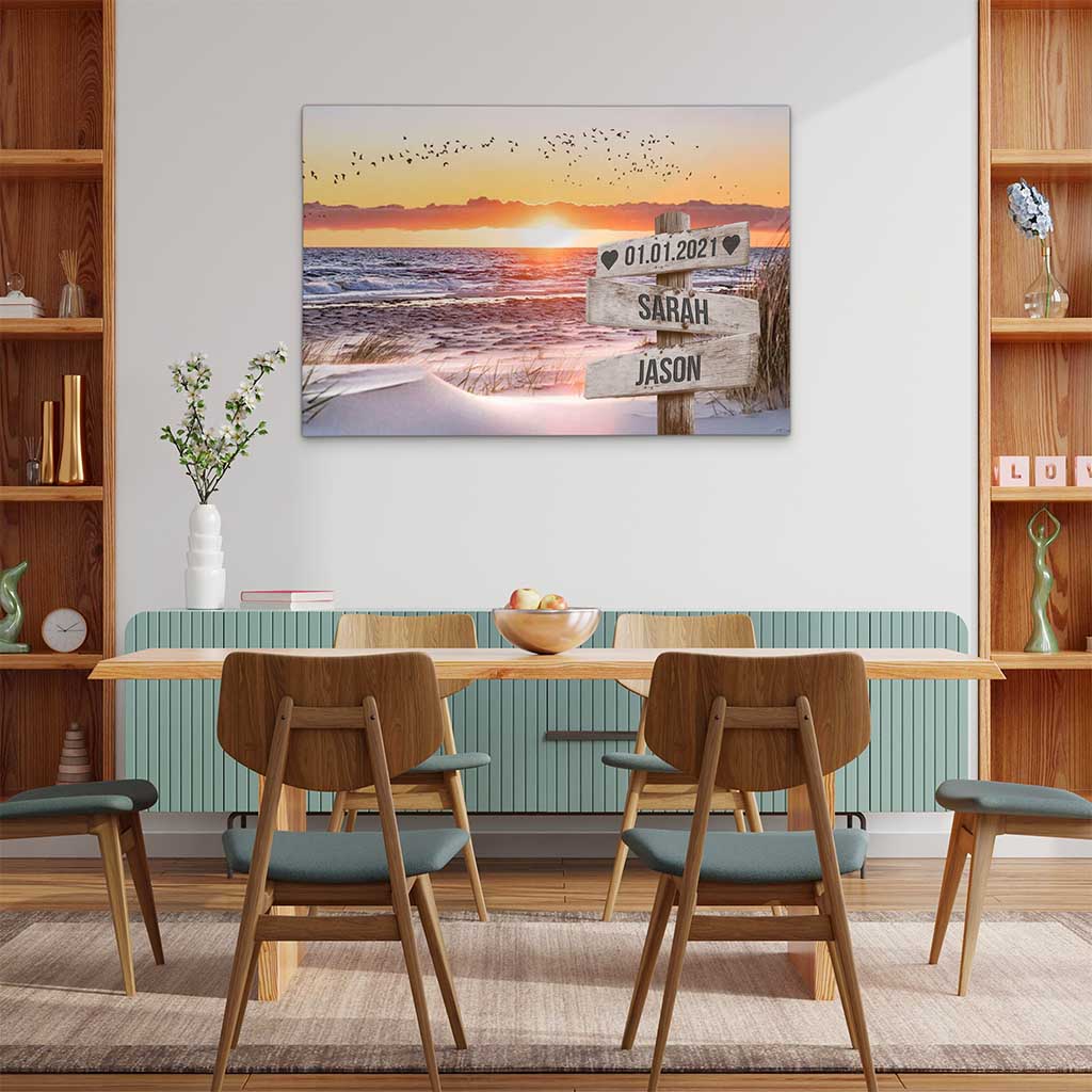 Personalisierte Leinwand "Strand-Sonne Paar"