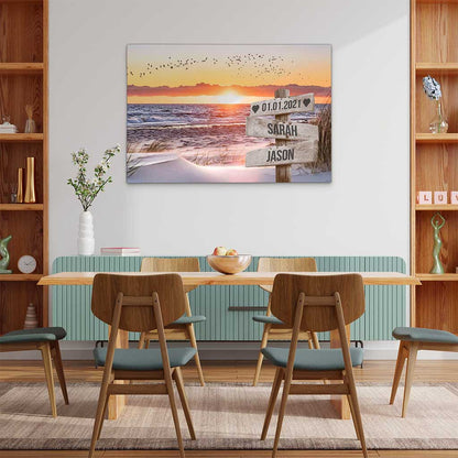 Personalisierte Leinwand "Strand-Sonne Paar"