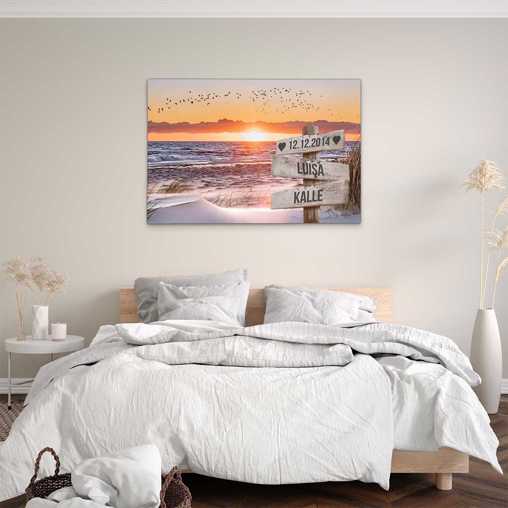 Personalisierte Leinwand "Strand-Sonne Paar"