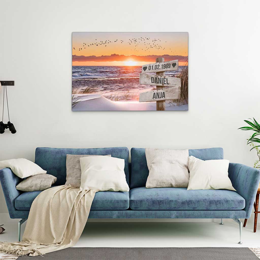 Personalisierte Leinwand "Strand-Sonne Paar"