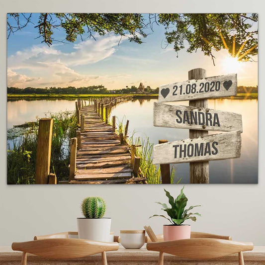 Personalisierte Leinwand "Sun-Lake Paar"