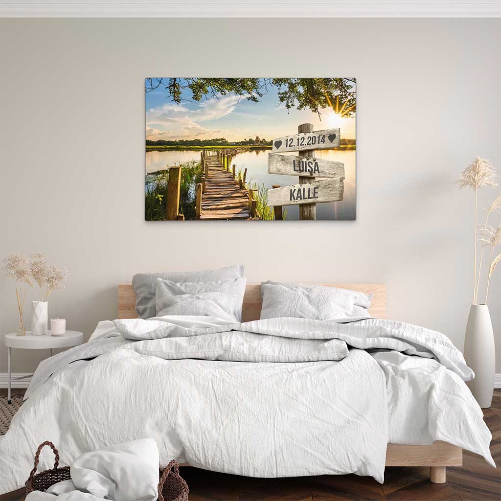 Personalisierte Leinwand "Sun-Lake Paar"