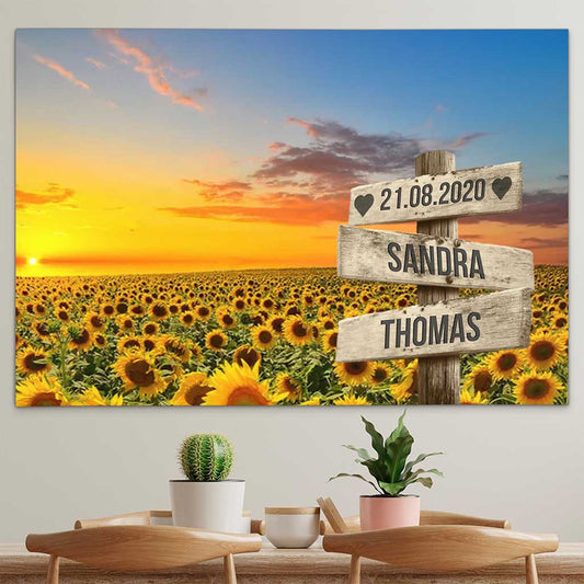 Personalisierte Leinwand "Sunflower Paar"