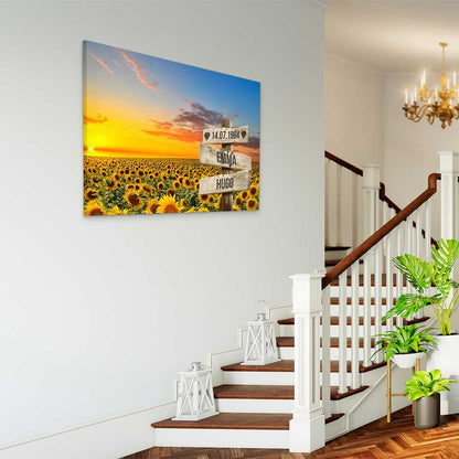 Personalisierte Leinwand "Sunflower Paar"