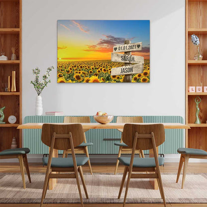 Personalisierte Leinwand "Sunflower Paar"