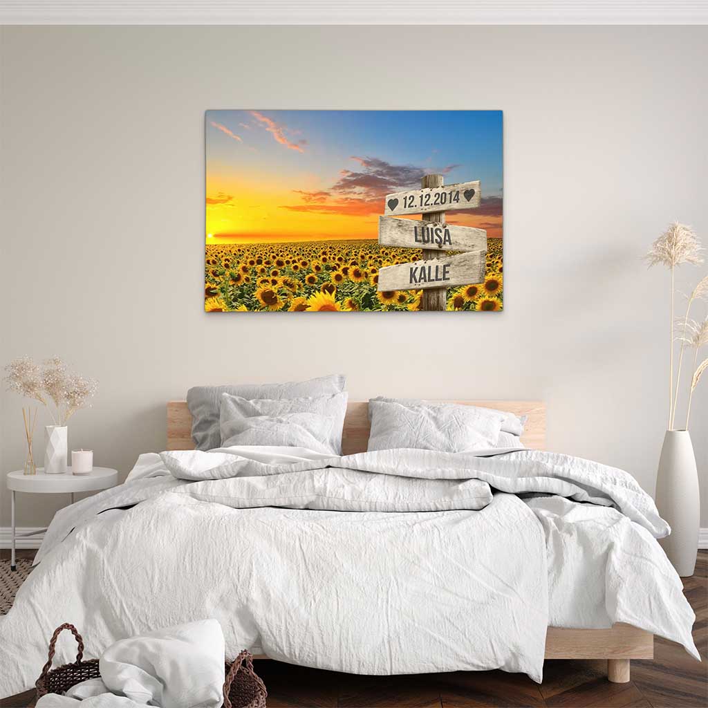 Personalisierte Leinwand "Sunflower Paar"