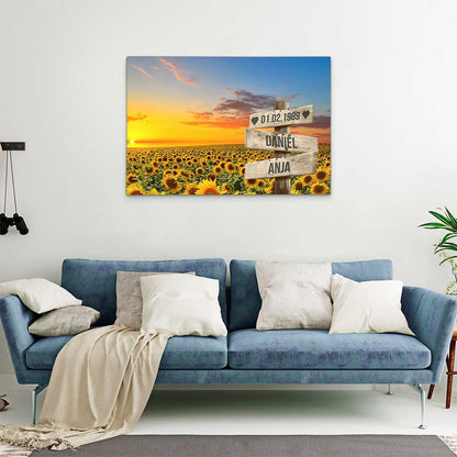 Personalisierte Leinwand "Sunflower Paar"