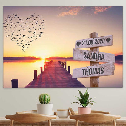 Personalisierte Leinwand "Sunset Paar"