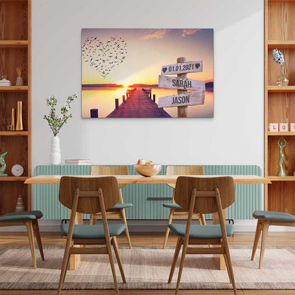 Personalisierte Leinwand "Sunset Paar"