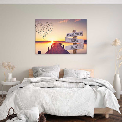 Personalisierte Leinwand "Sunset Paar"