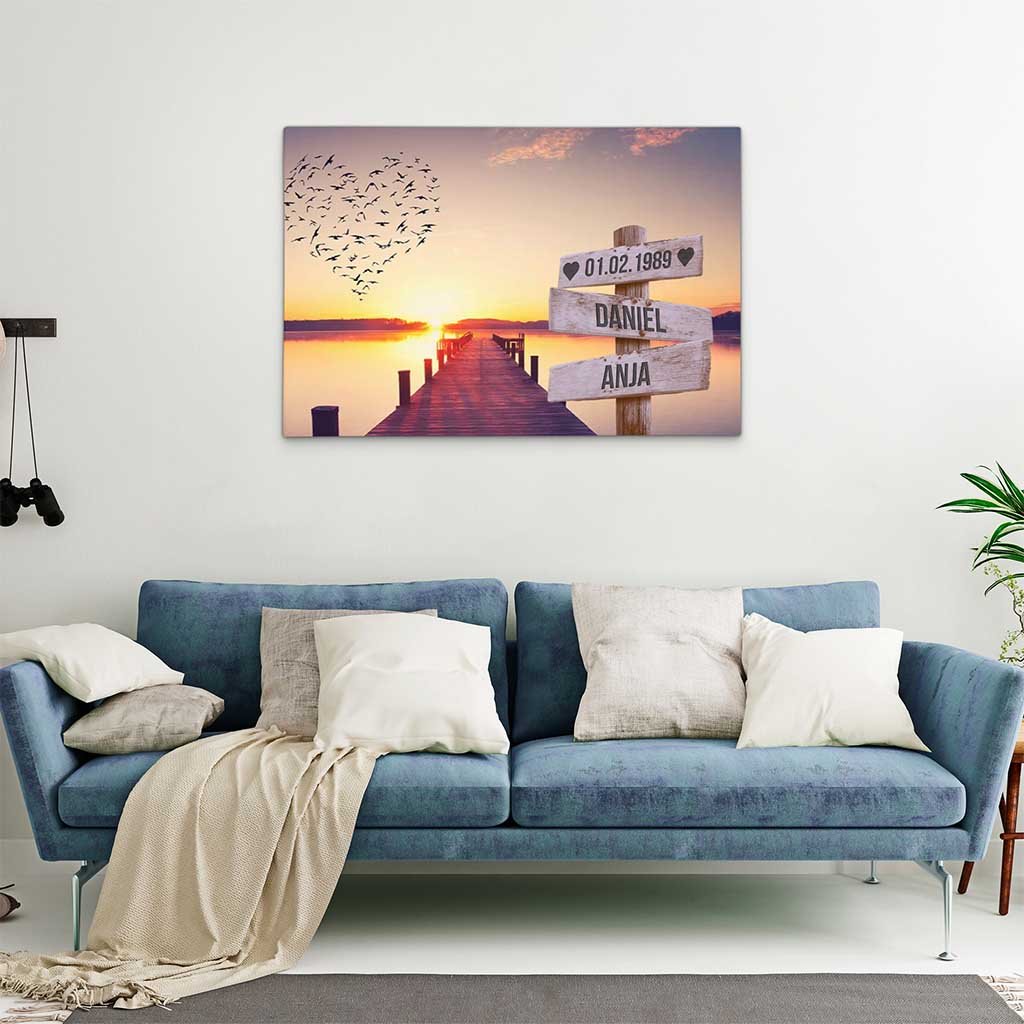 Personalisierte Leinwand "Sunset Paar"